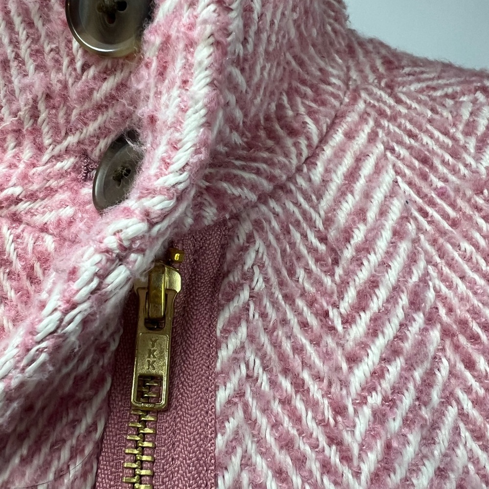 J. Crew Women’s 4 Pink Herringbone Tweed Chevron City Coat Jacket - Picture 8 of 13